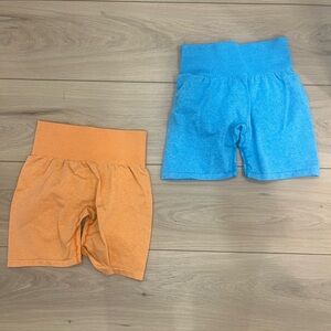 Orange and Blue High-Waisted Shorts